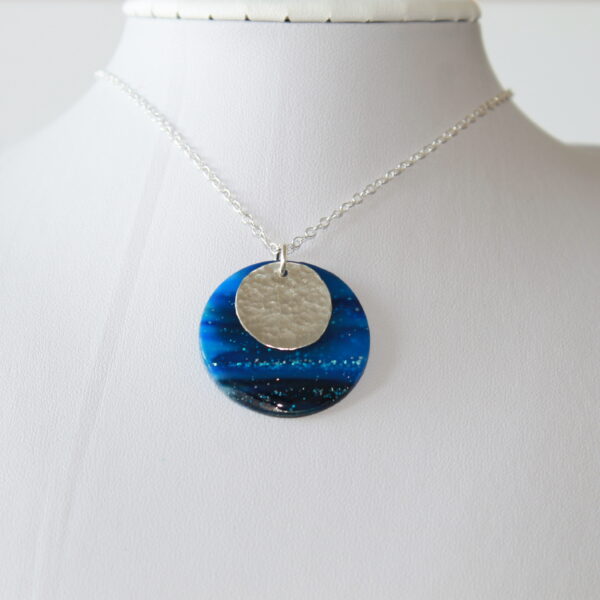 Abby's Art Atelier-Limited edition polymer clay necklace with sterling silver over and chain