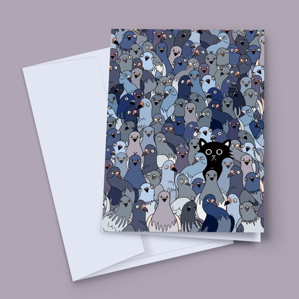 Cat Among the Pigeons Greeting card