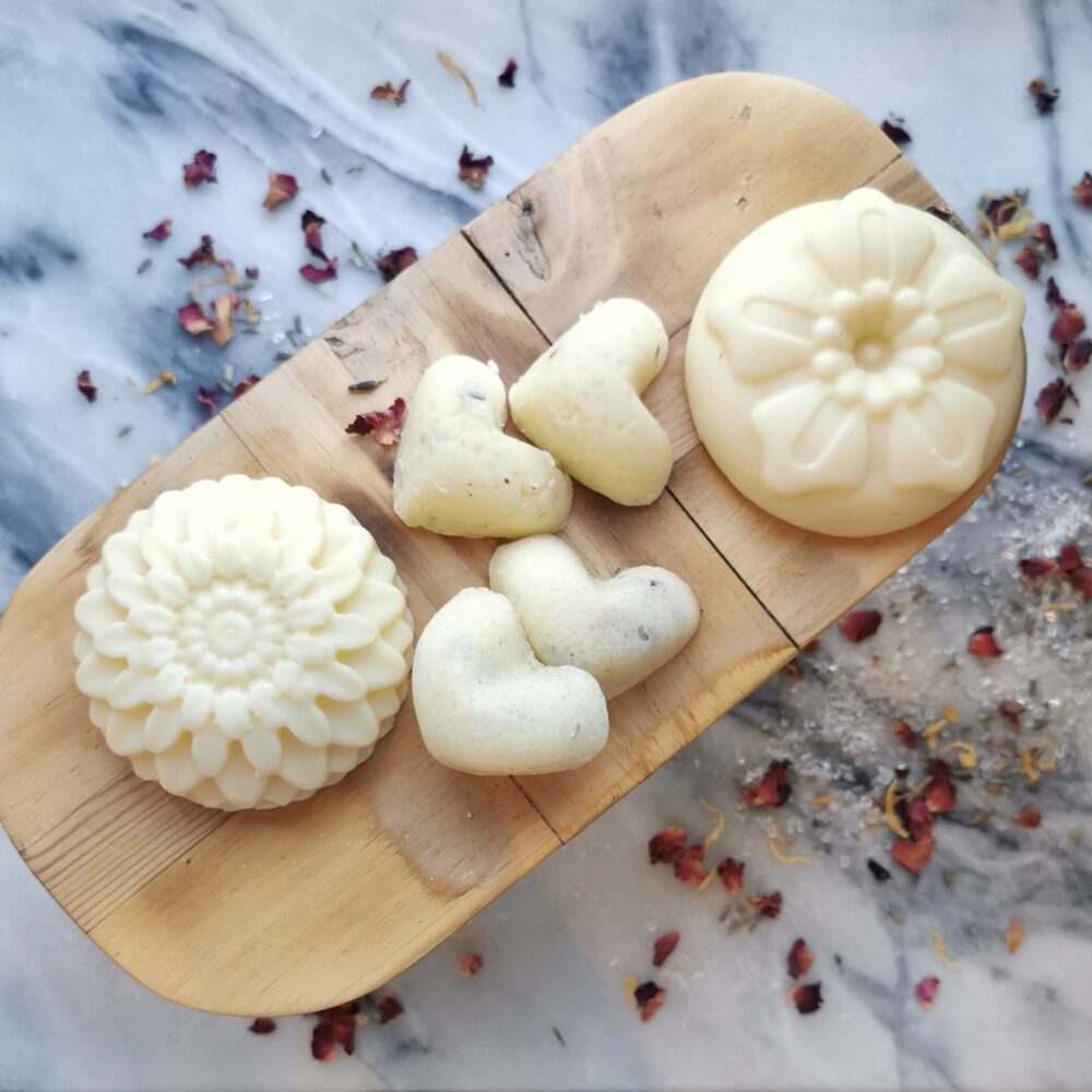 2 lotion bars and 4 scrub bars nourishing mama