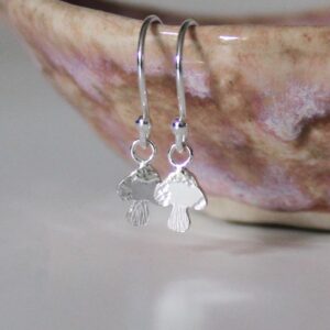 Sterling Silver Mushroom Dangle Earrings, Shine On