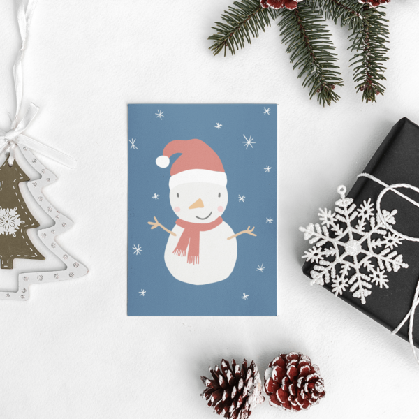 cute snowman illustrated christmas card