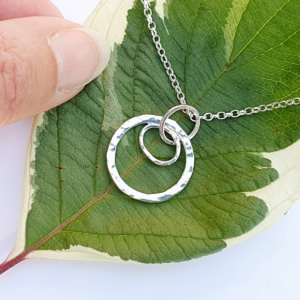 Sterling Silver Circle and Oval Pendant Necklace
