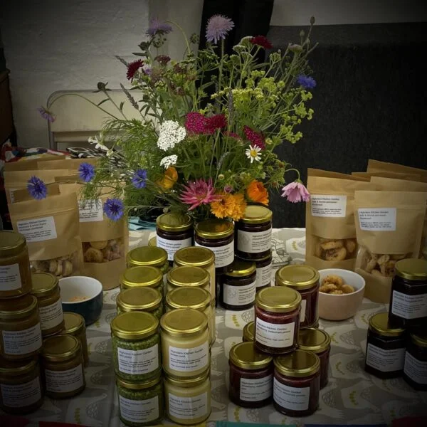 example stall showing local produce and plastic free packaging