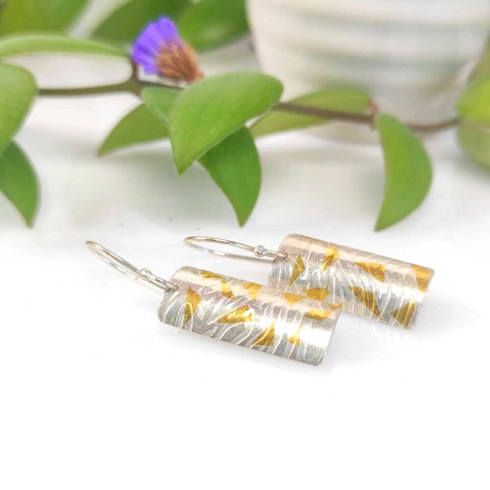 24K gold Keum Boo Rectangle drop earrings