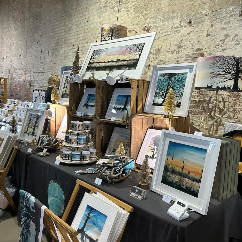 stall of watercolour pictures colourful peak district landscapes