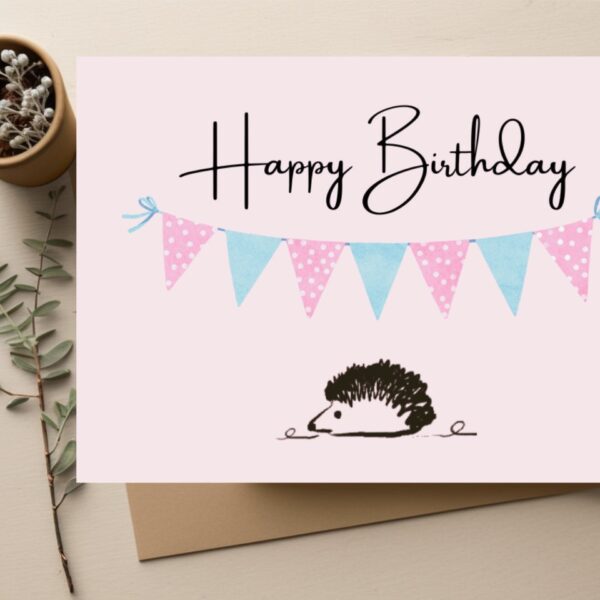 Smooth Scribe: Single Hedgehog Happy Birthday A6 Greeting Card