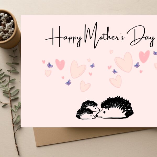 Smooth Scribe: Hedgehog mother and Children A6 Greeting Card
