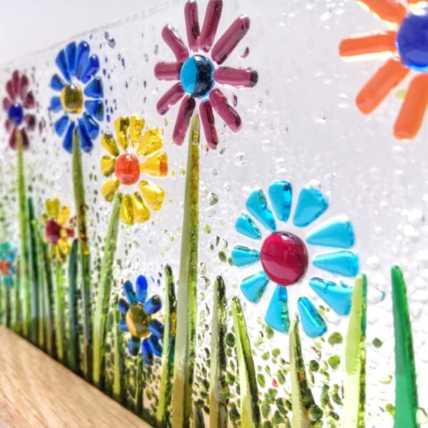 The Busy Box Room, Fused glass meadow in oak stand