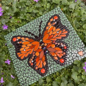 Mom’s Mosaics are bright colourful & original! - This Orange Mosaic Butterfly was made to go out in the garden but can also be made for indoors