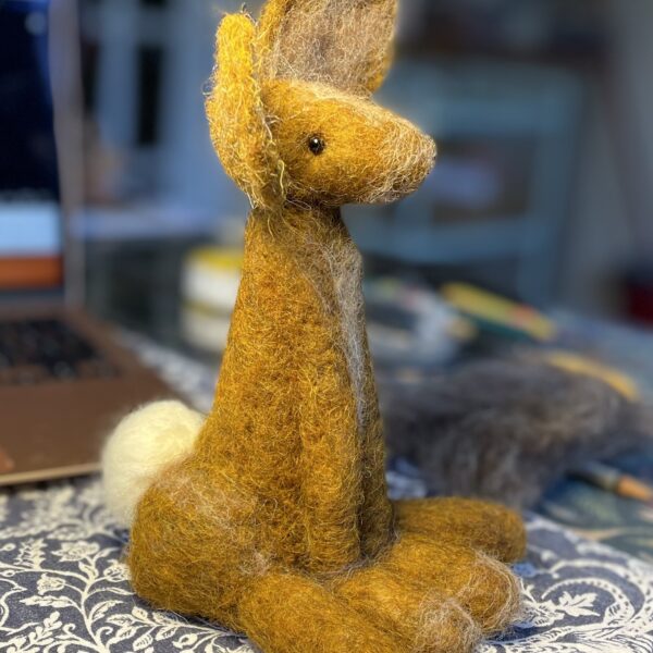 Sorrel the hare wool art by the biscuit tin handmade