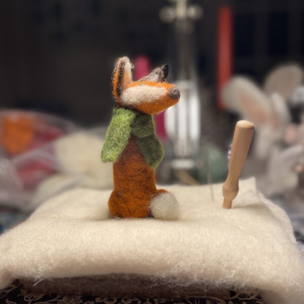 Needle felted wool art Fox by the biscuit tin handmade