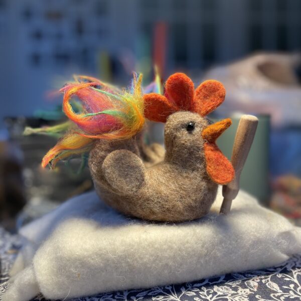 wool art chicken by the biscuit tin handmade wool artst needle felt