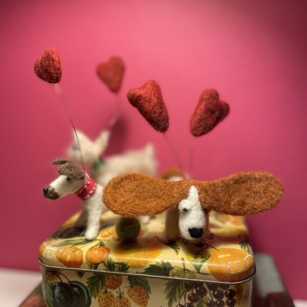 Selection of valentines dogs from the biscuit tin handmade