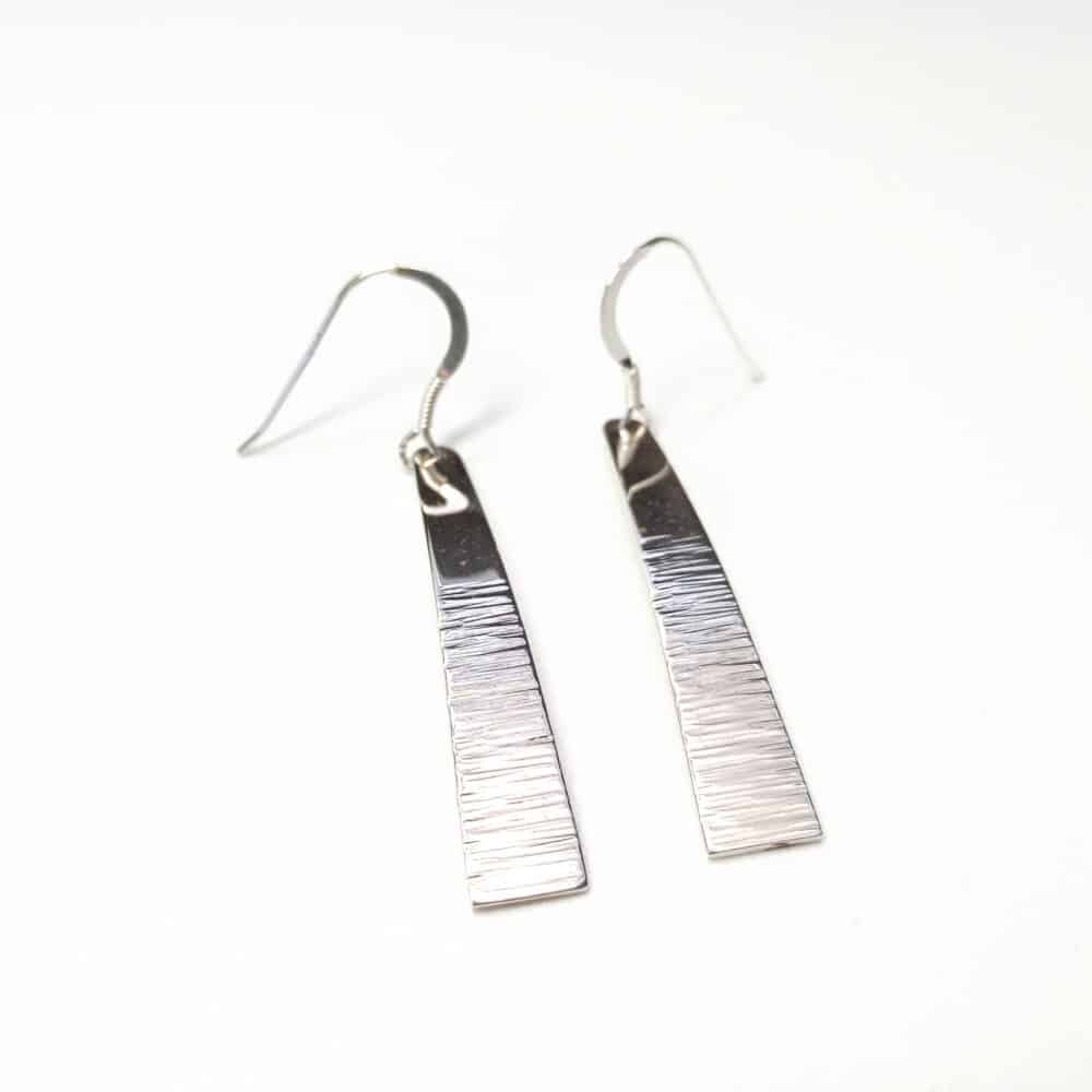 Textured silver dangle earrings