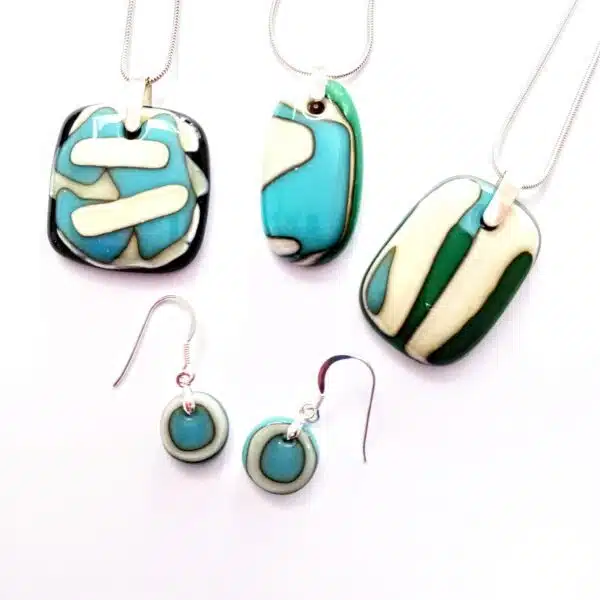 Fused glass and silver pendants
