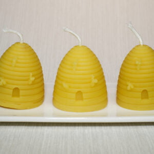 hand poured beeswax candles, shaped as traditional skep hive by mamas beeswax