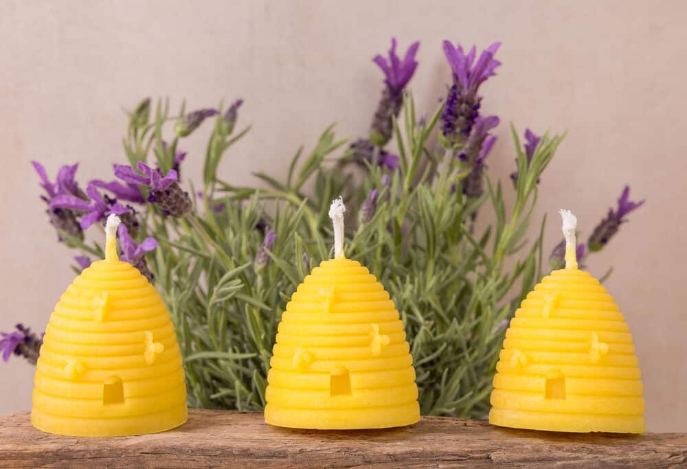 Beautifully detailed skep hive pure beeswax candle, perfect for décor or gifting