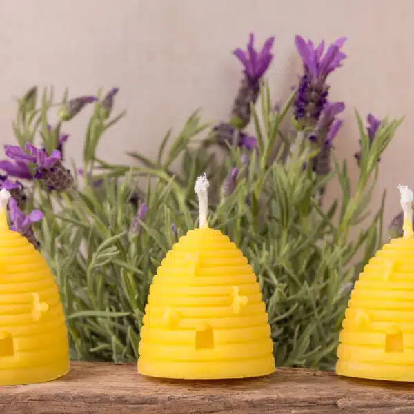 Beautifully detailed skep hive pure beeswax candle, perfect for décor or gifting