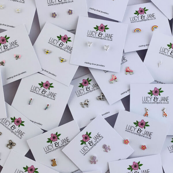 Lucy & Jane Jewellery Collection of sterling silver colourful studs for children