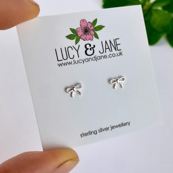 Sterling silver tiny bow stud earrings for children