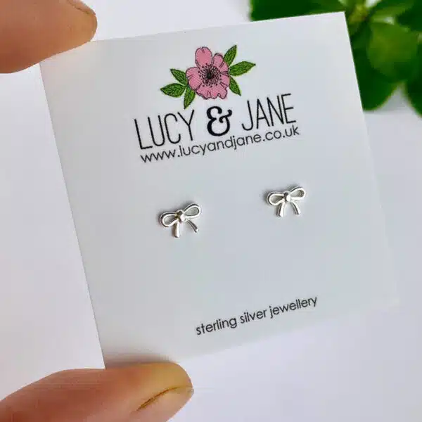 Sterling silver tiny bow stud earrings for children