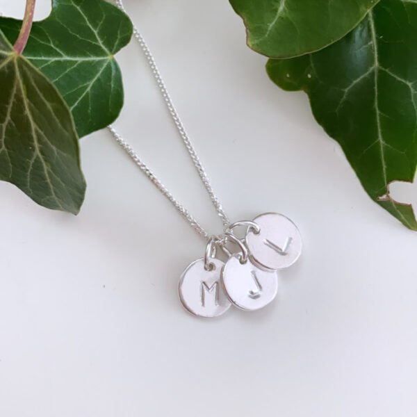 Sterling silver personalised three initials necklace