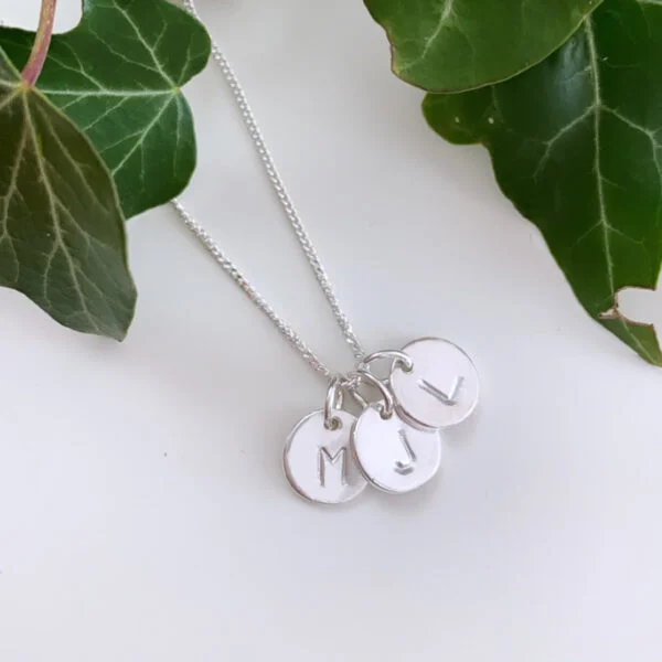 Sterling silver personalised three initials necklace