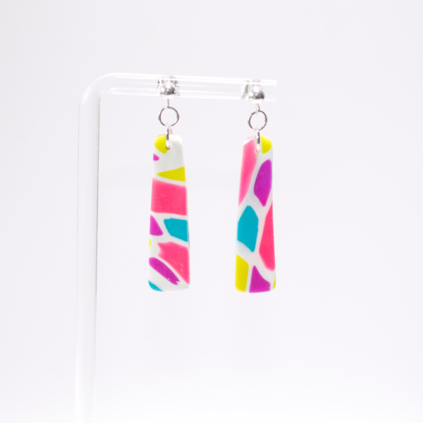 Abby's Art Atelier- Polymer Clay Earrings in a Trapeze Shape with a Sterling Silver Ball Studs.