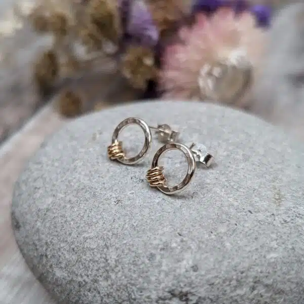 Jewellery by Jo - Circle Stud Gold Loops 2