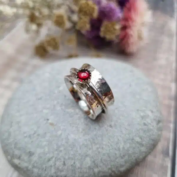 Jewellery by Jo - Garnet Spinner Ring Size N