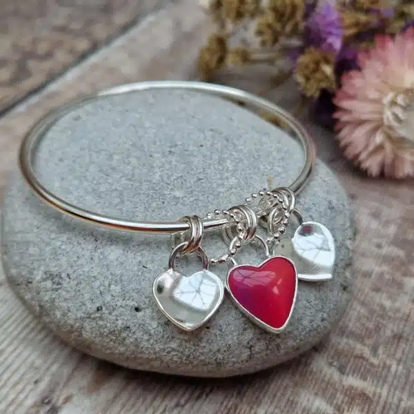 Jewellery by Jo - Pink Aurora Heart Bangle 2