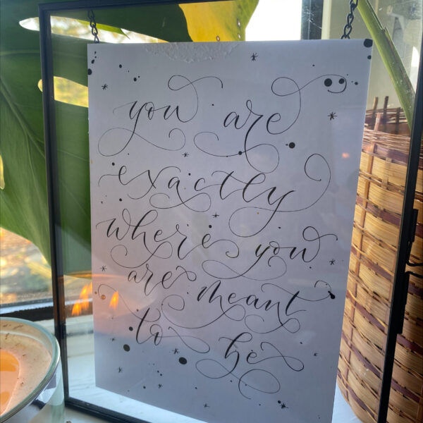 Framed calligraphy quote