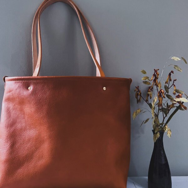 Morgan + Wells handstitched leather tote bag