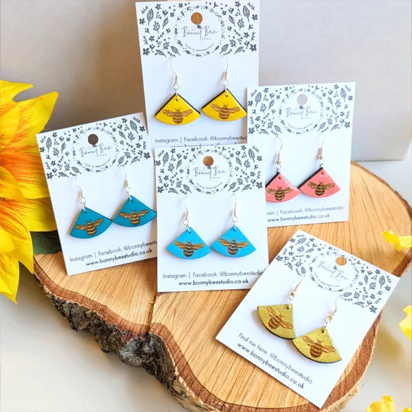 Bumble Bee Dangle Earrings by Bonny Bee Studio