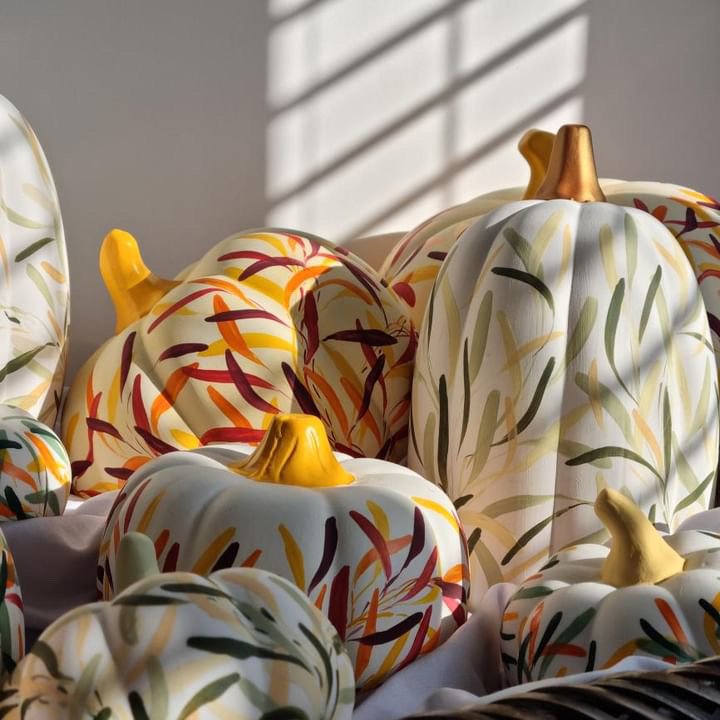 Tasha Samasuwo - Handpainted ceramic pumpkins for Pedddle's Autumn & Halloween Gift Guide 2024