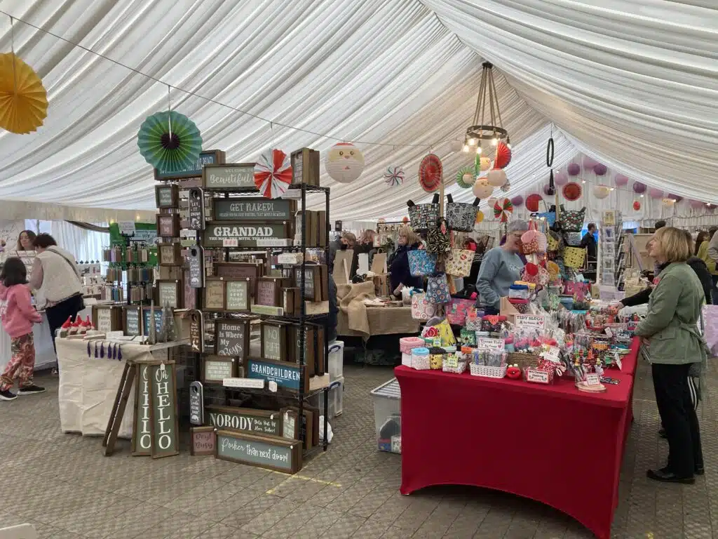 Stalls in the marquee at the festive market