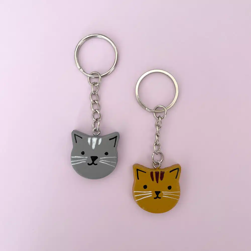 clay cat keychains