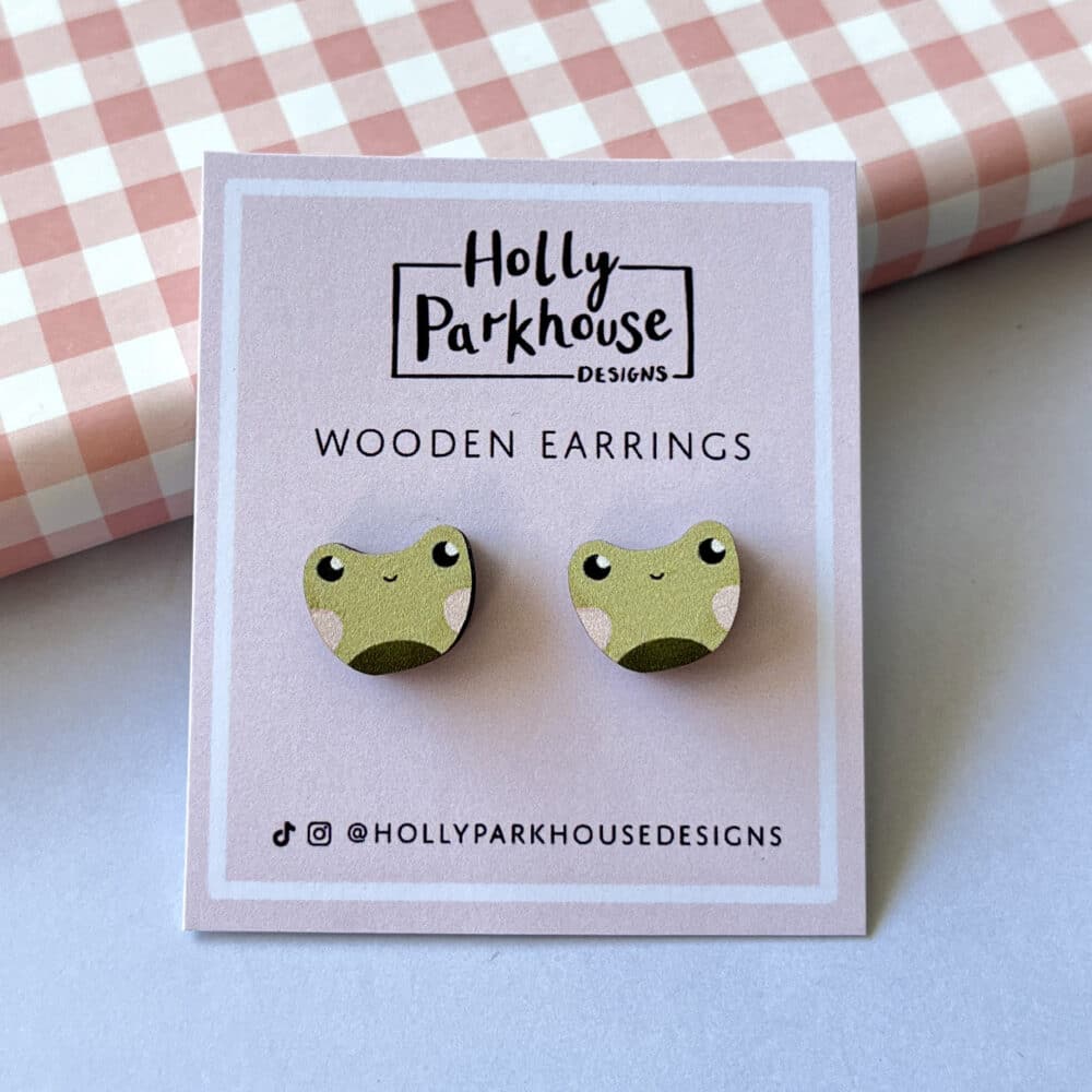 cute Wooden Frog earrings