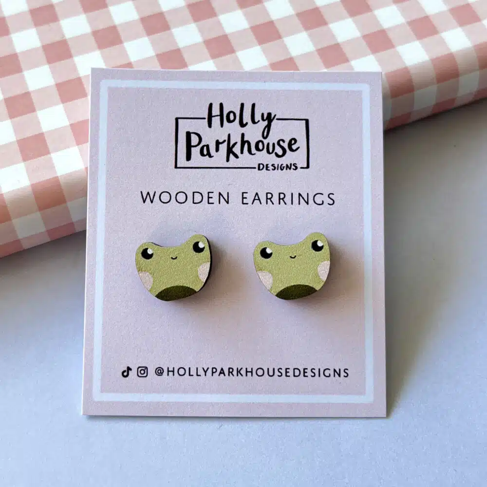 cute Wooden Frog earrings