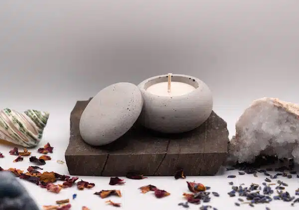 Sustainable concrete candle.