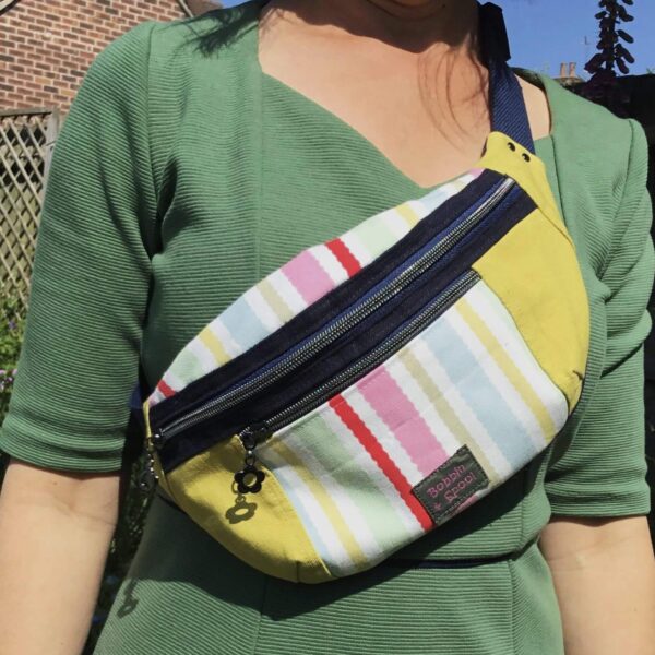 Bobbin and Spool, Sustainably handmade bright stripe hipster bag