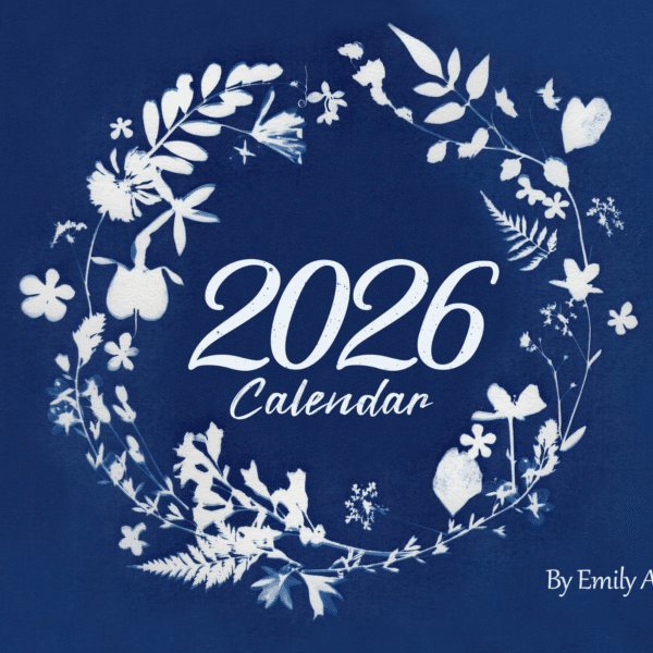Emily Arnold Fine Art Cyanotype Artwork 2026 Calendar, 12 Artworks
