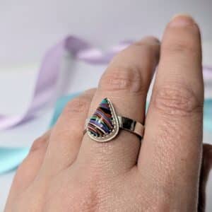 Rebecca Davies Jewellery, Recycled Silver & Surfite Teardrop Ring