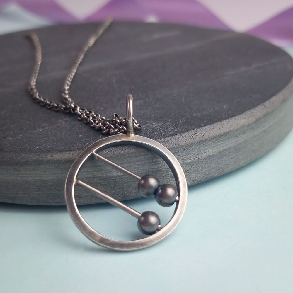 Rebecca Davies Jewellery, Recycled Sterling Silver Abacus Fidget Pendant