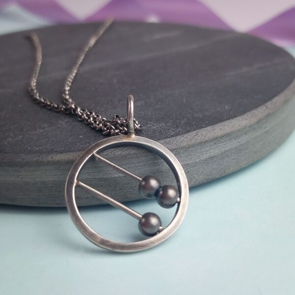 Rebecca Davies Jewellery, Recycled Sterling Silver Abacus Fidget Pendant