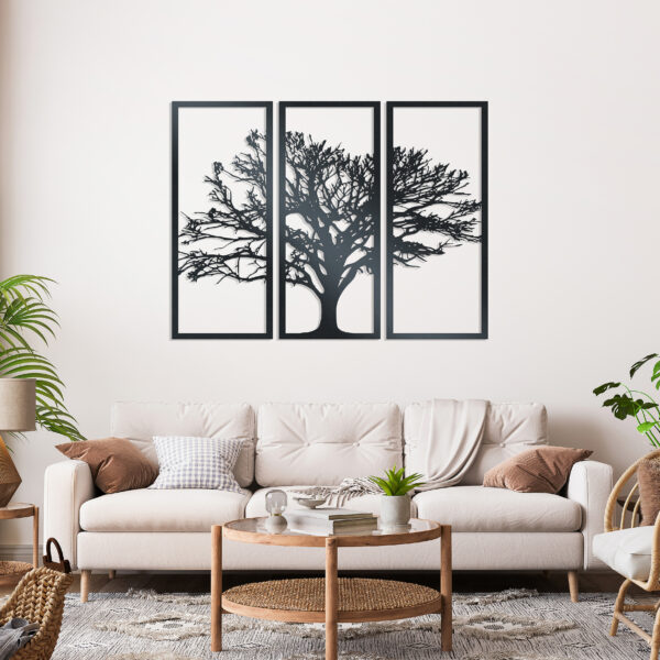 Metal three panel tree wall art - Rusper & Pines