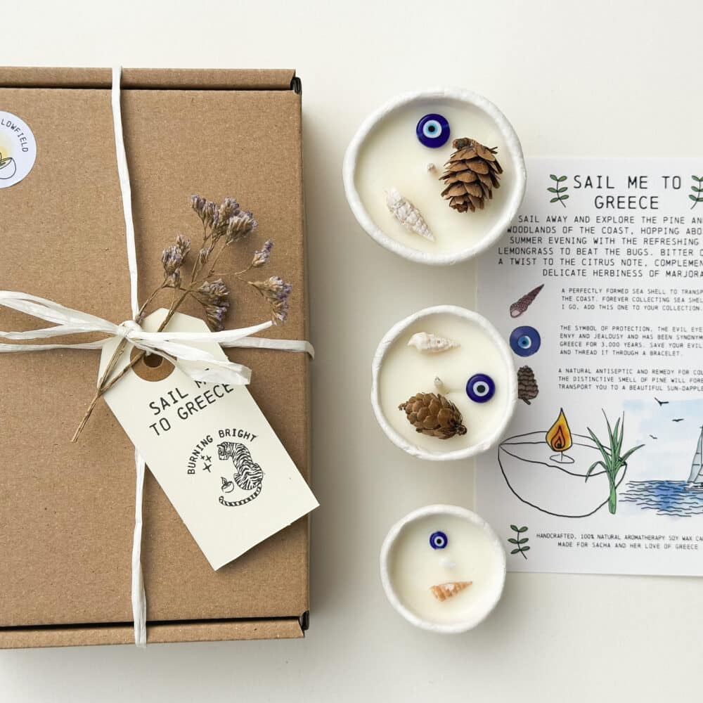 Burning Bright, Sail Me To Greece Candle Gift Set