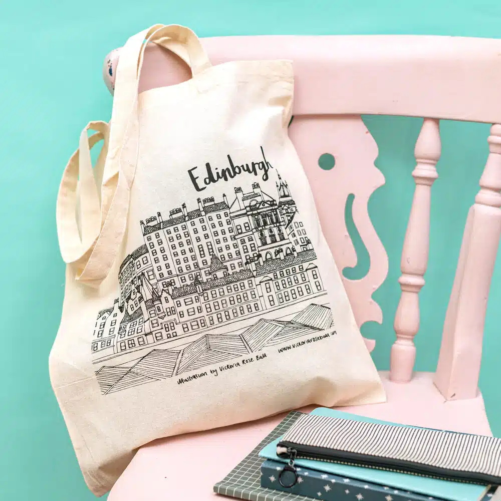 Victoria Rose Ball, Edinburgh Skyline Tote Bag