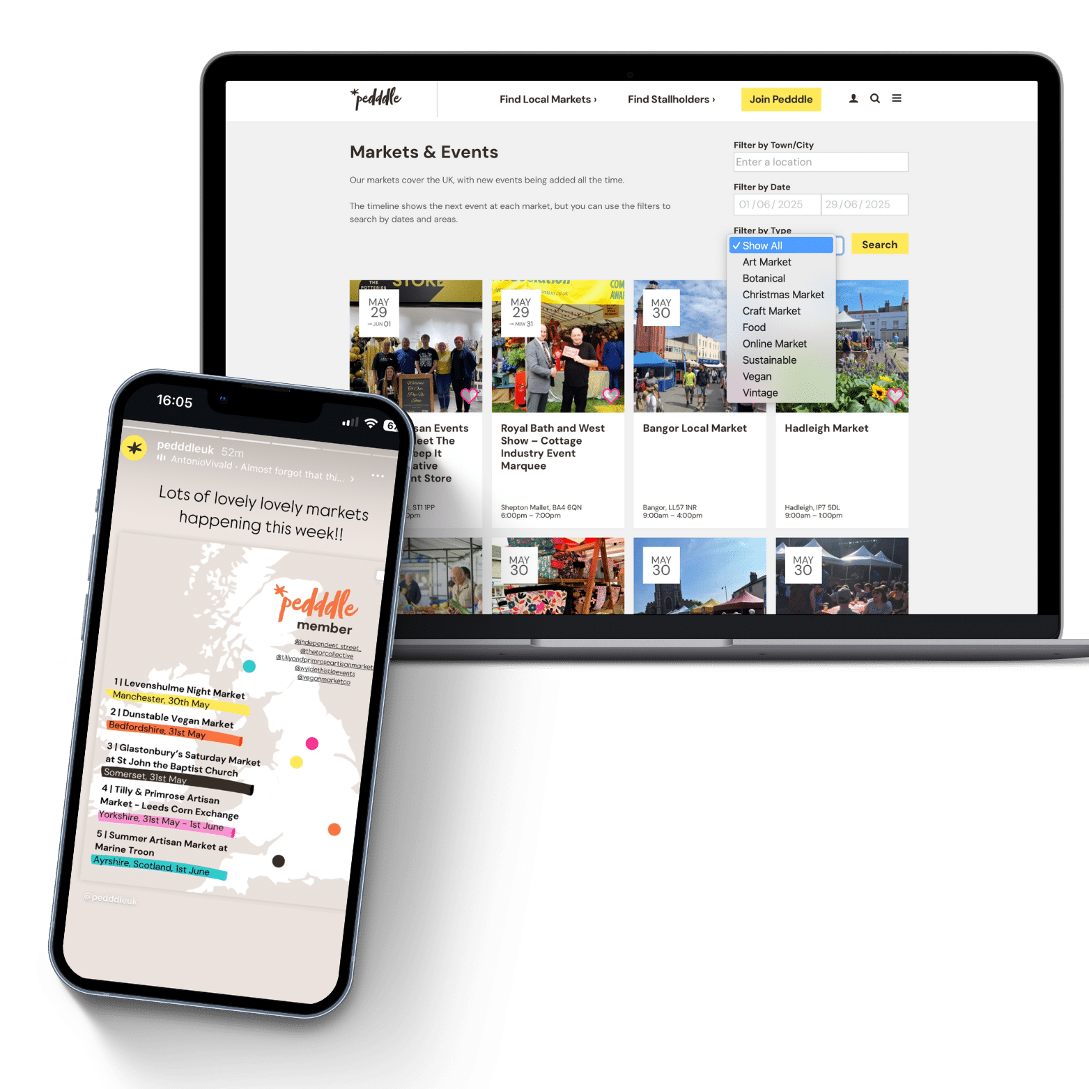 Market screen graphic - list your market on Pedddle