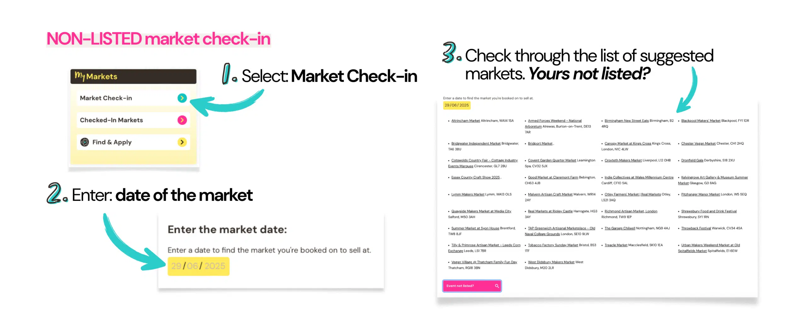 Market check-in - when are market is not listed on Pedddle